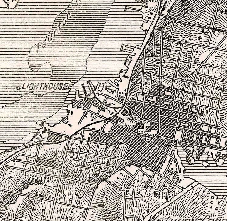 1885 Map of Fall River Mount Hope Bay Massachusetts