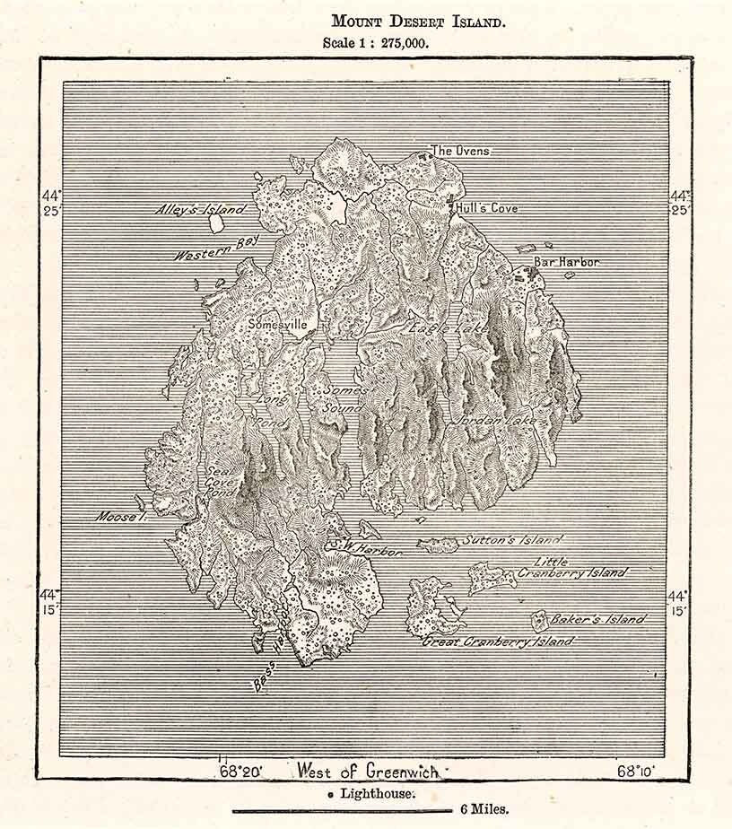 1885 Map of Mount Desert Island Maine