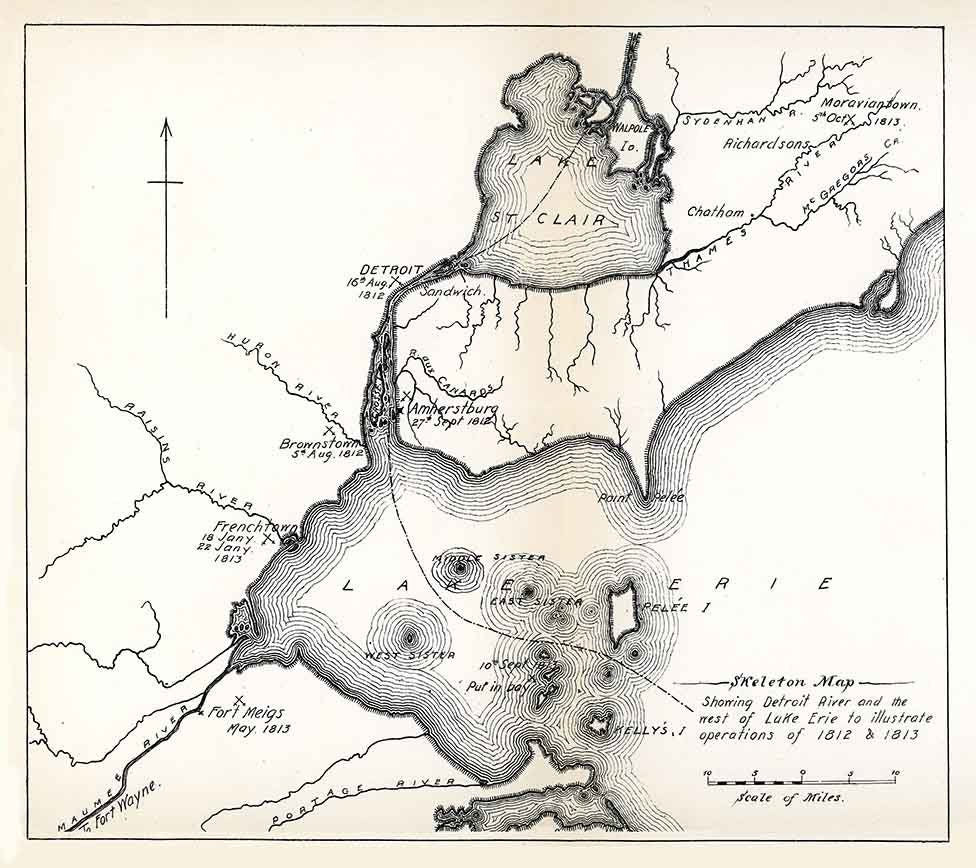 1893 Map of Lake Saint Clair Detroit River and West Lake Erie