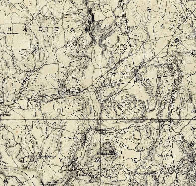 1893 Map of Old Lyme Rogers Lake Laysville Connecticut Long Island Sound