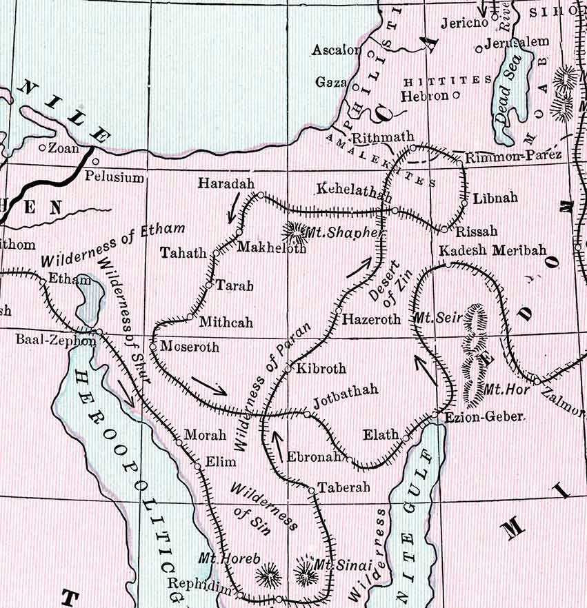 1900 Map of Canaan Part of Egypt Jerusalem Red Sea Goshen Israel