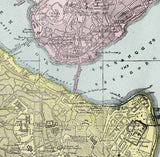1900 Map of Constantinople Scutari The Golden Horn