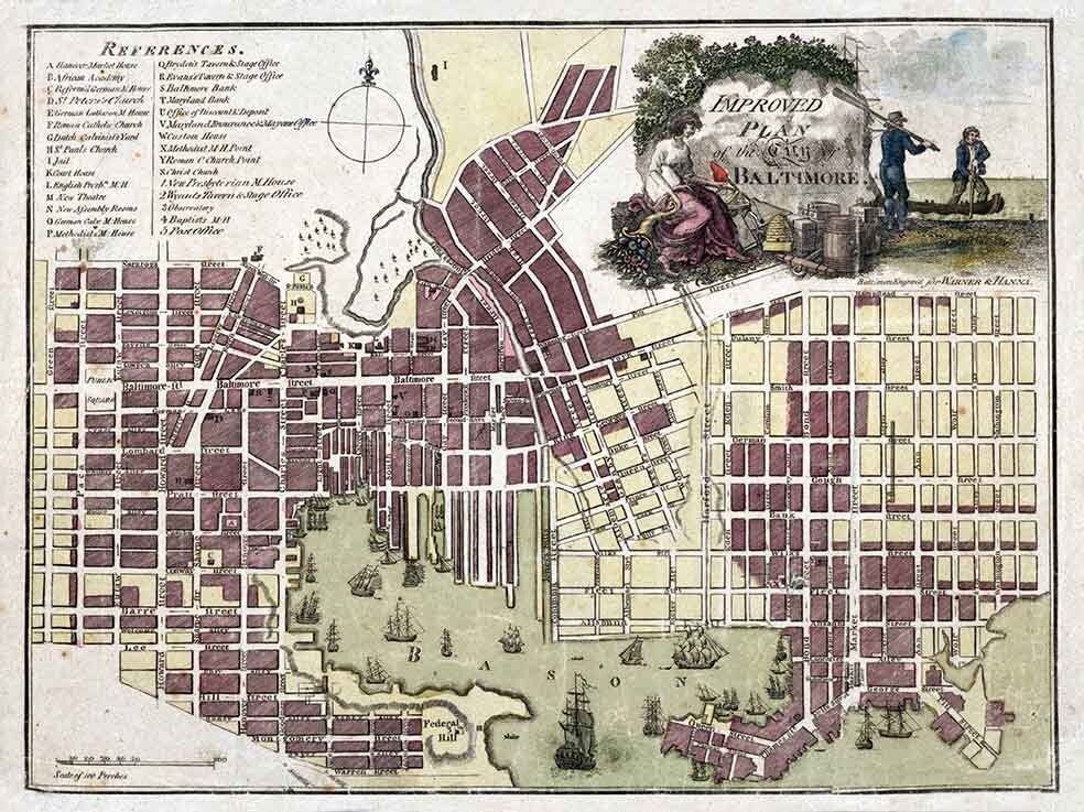 1805 Map of Baltimore Maryland