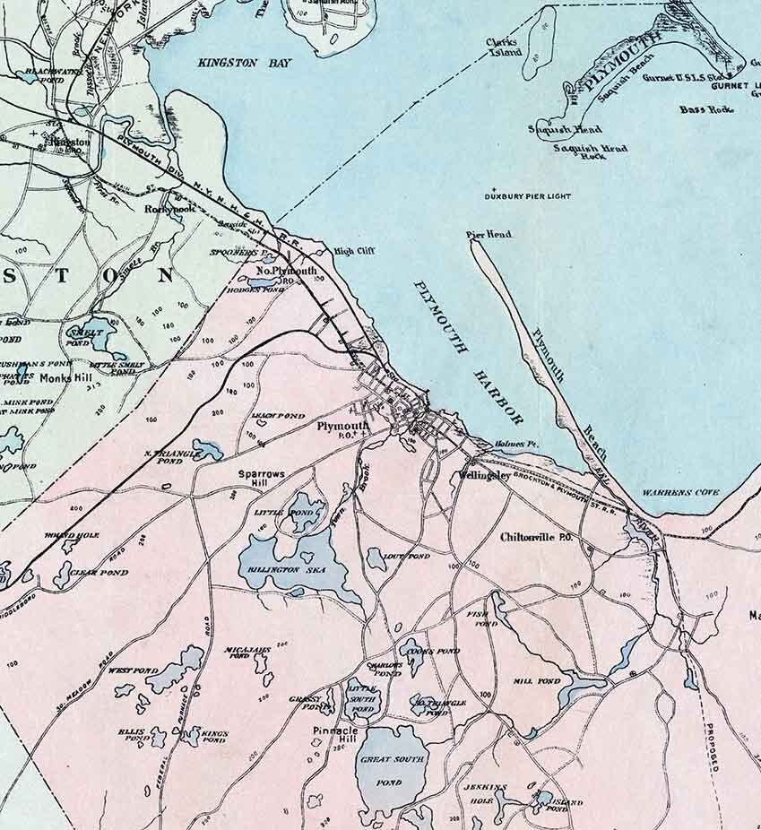 1899 Map of Plymouth and Kingston Massachusetts