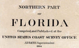 1864 Map of Florida Georgia Civil Way Era