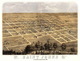 1868 Panoramic Map of Saint Johns Clinton County Michigan