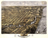 1869 Panoramic Map of Michigan City La Porte County Indiana