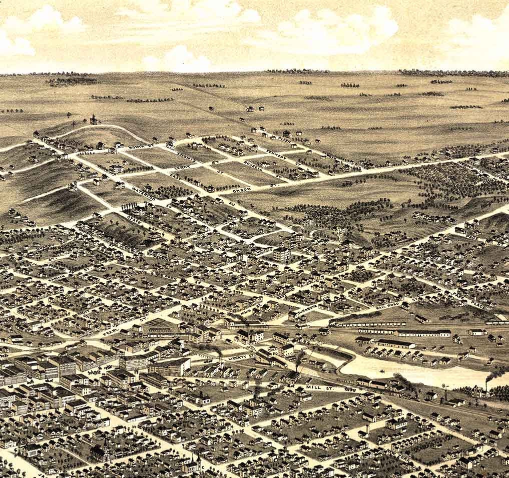 1881 Panoramic Map of Jackson Michigan