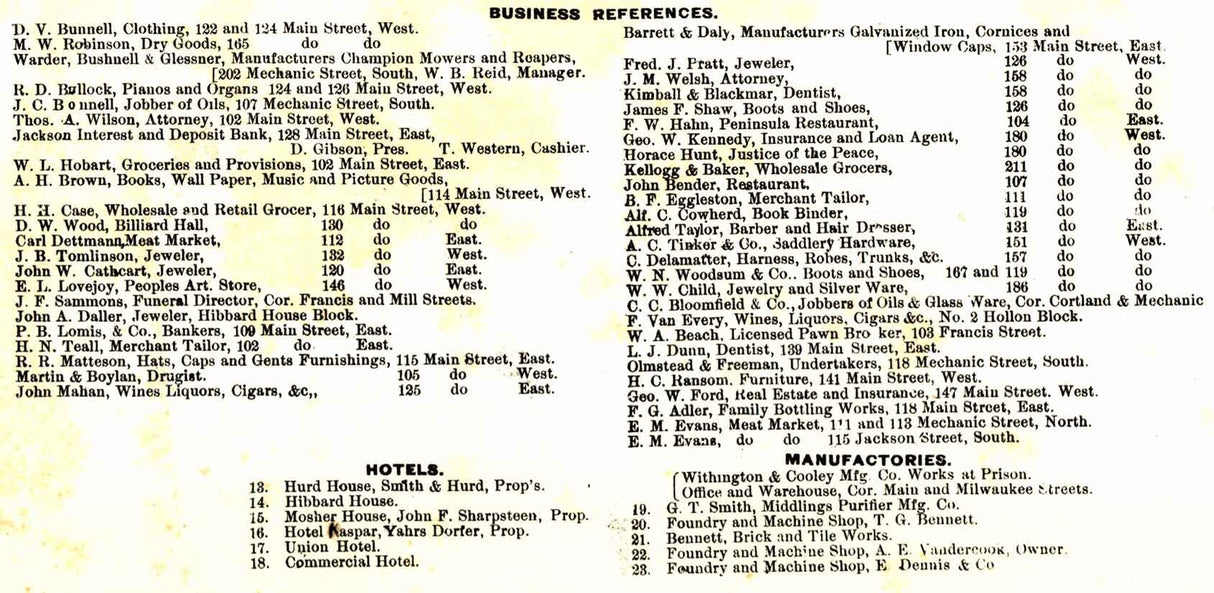 1881 Panoramic Map of Jackson Michigan