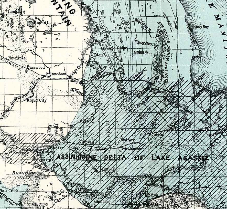 1890 Map of Glacial Lake Agassiz Manitoba Canada Showing Beaches Deltas