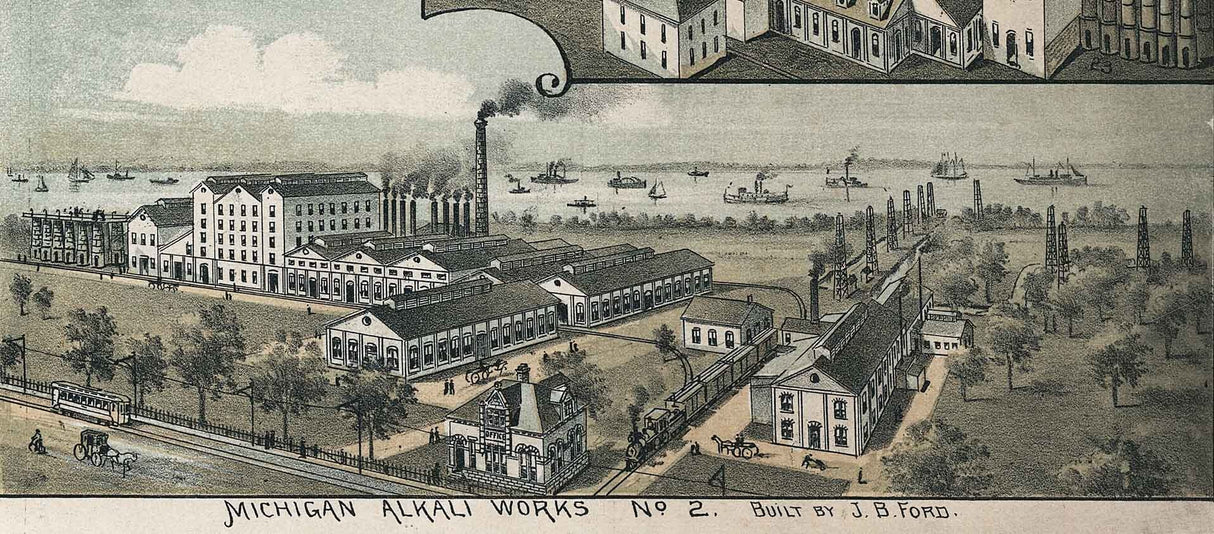 1896 Panoramic Map of Wyandotte Michigan