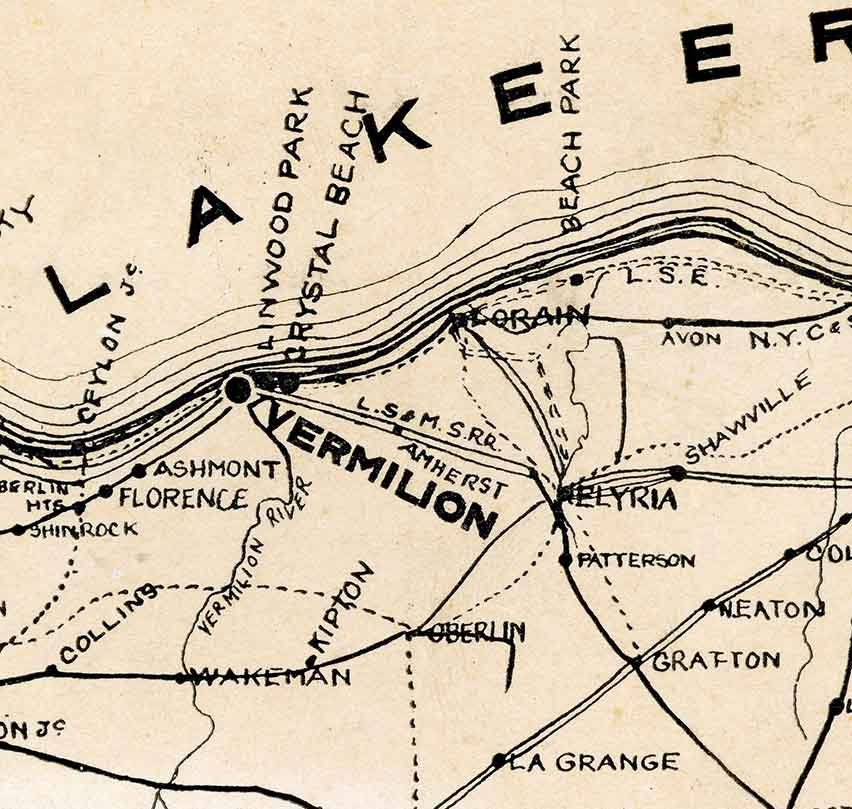 1913 Map of Vermilion Ohio Lake Erie