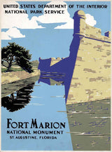 1938 Travel Poster of Fort Marion National Monument Saint Augustine Florida