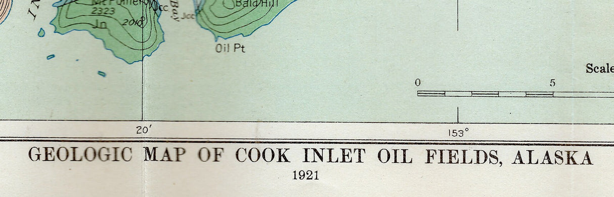 1921 Map of Cook Inlet Oil fields Alaska