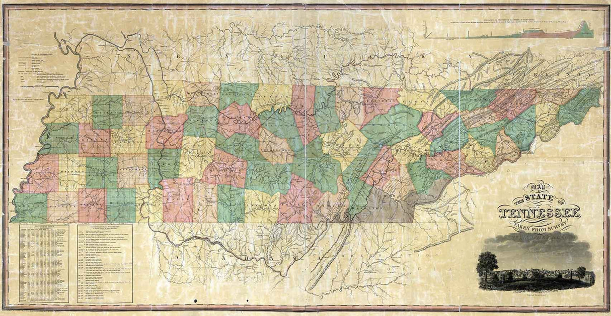 1832 Map of the State of Tennessee