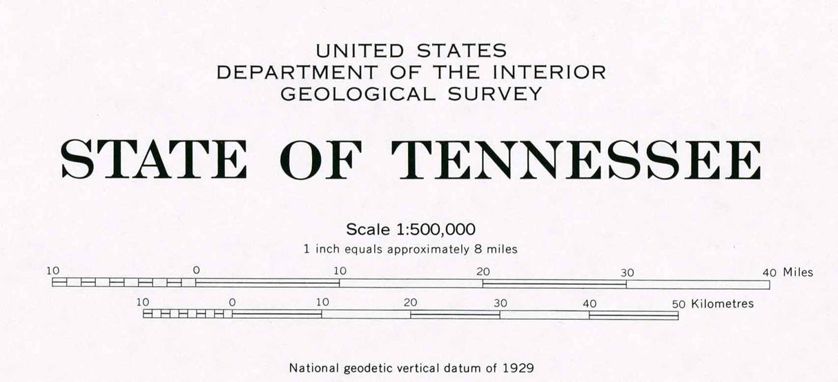 1977 Map of the State of Tennessee