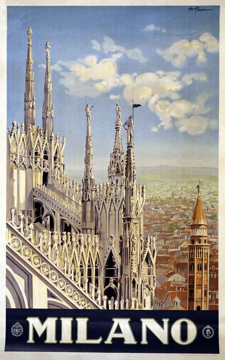 1920 Travel Poster of Milano Italy