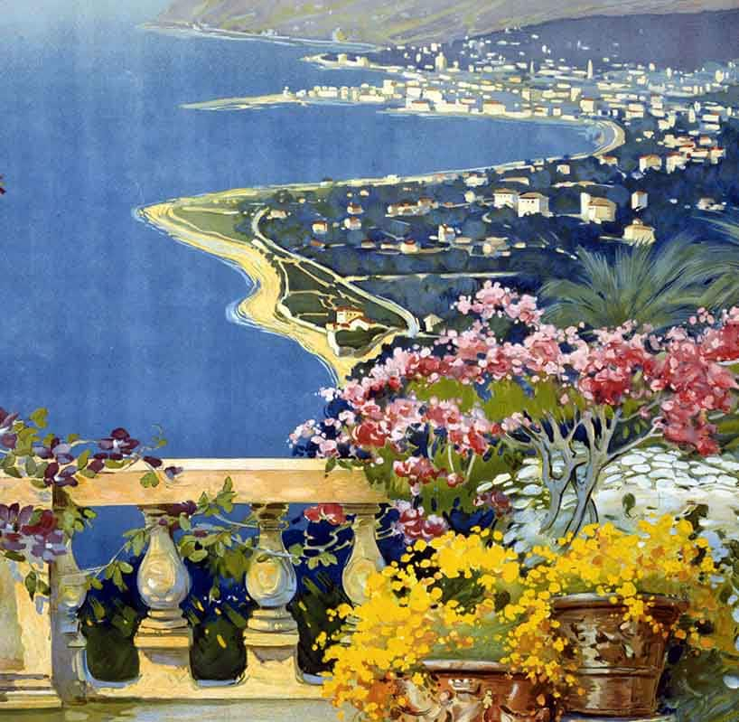 1920 Travel Poster of Sanremo Alicandri Roma