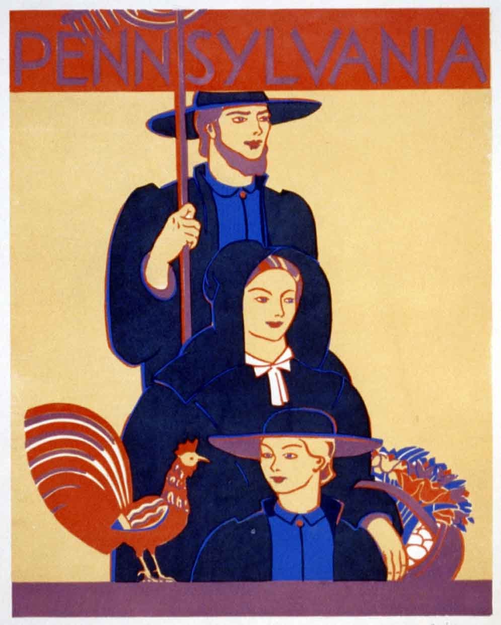 1936 Travel Poster of Pennsylvania Amish