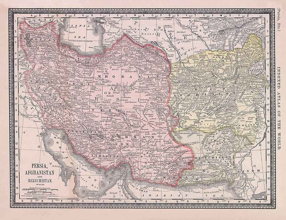 1883 Map of Persia Afghanistan and Beluchistan