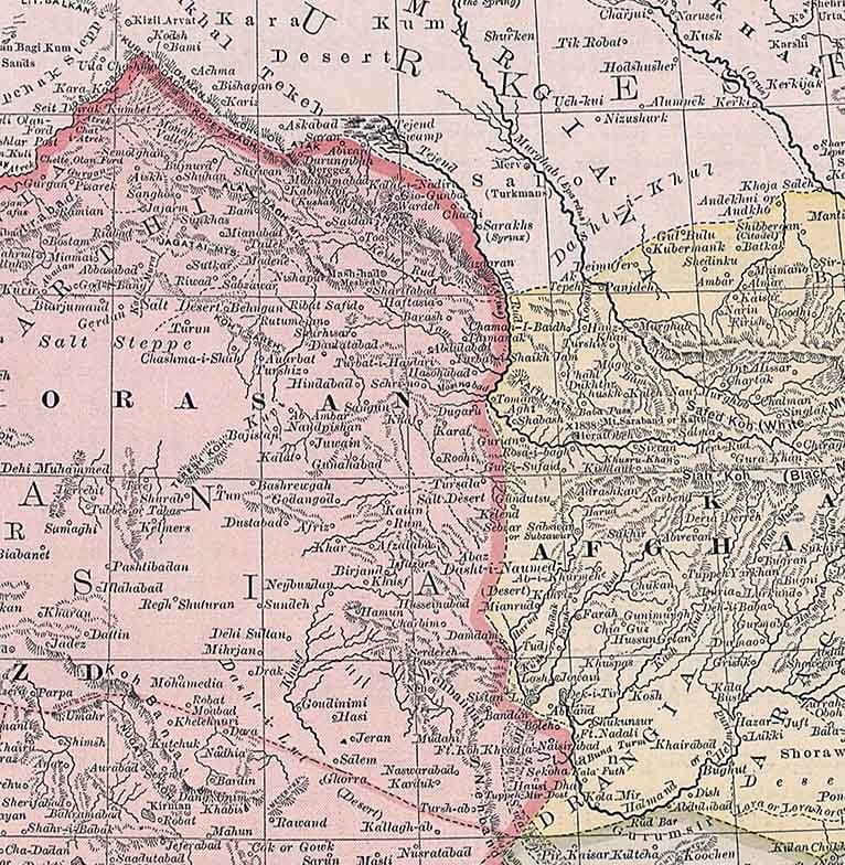 1883 Map of Persia Afghanistan and Beluchistan