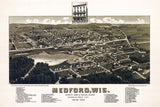 1885 Panoramic Map of Medford Wisconsin Taylor County