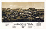 1886 Panoramic Map of Menomonee Falls Waukesha County Wisconsin