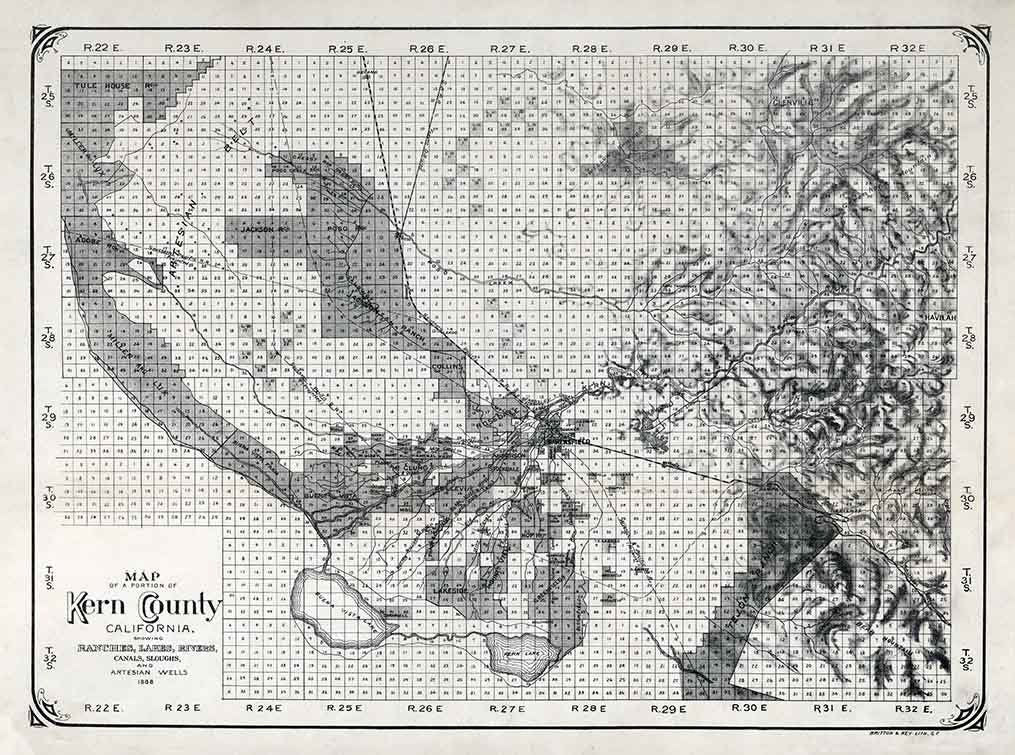 1888 Map of Kern County California