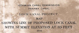 1906 Map Showing Line of Proposed Lock Canal Panama Canal Panama