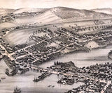 1878 Panoramic Map of New Castle and Damariscotta Maine