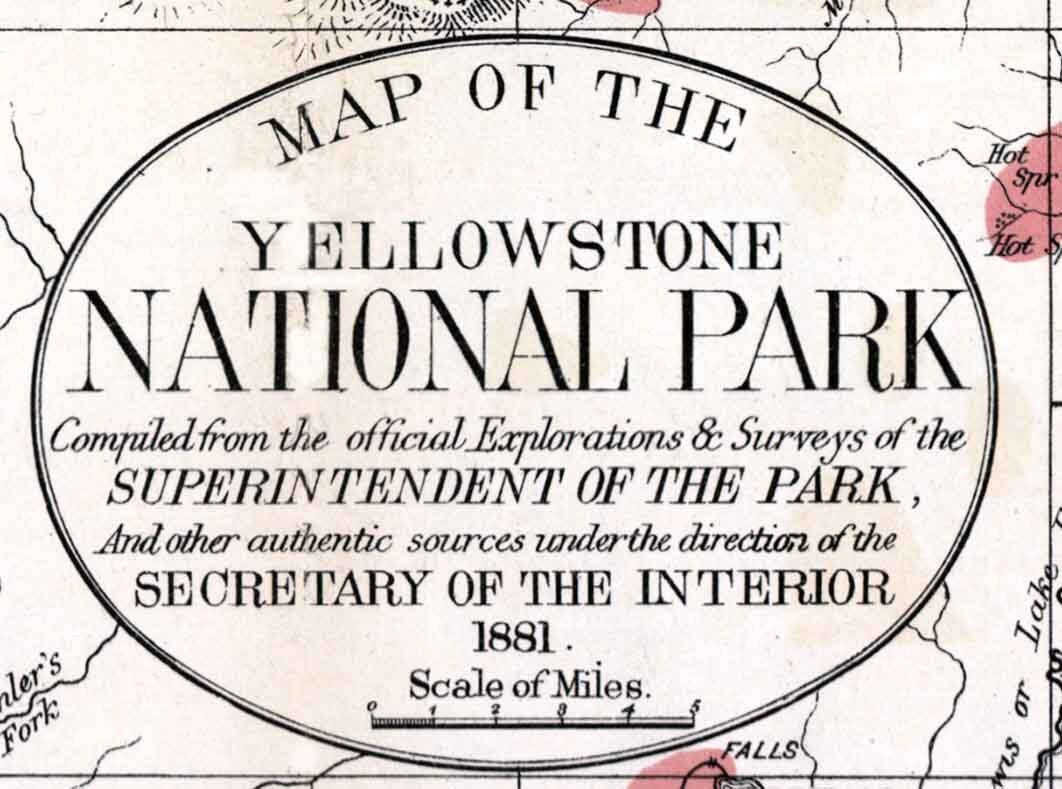 1881 Map of Yellowstone National Park Wyoming