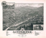 1883 Panoramic Map of Littleton Grafton County New Hampshire