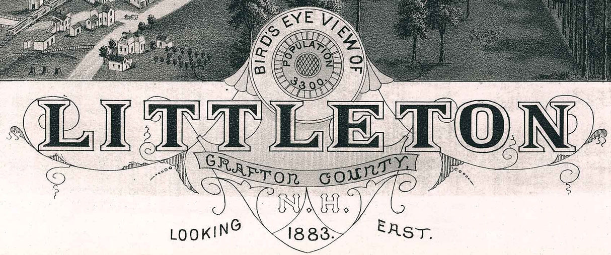 1883 Panoramic Map of Littleton Grafton County New Hampshire