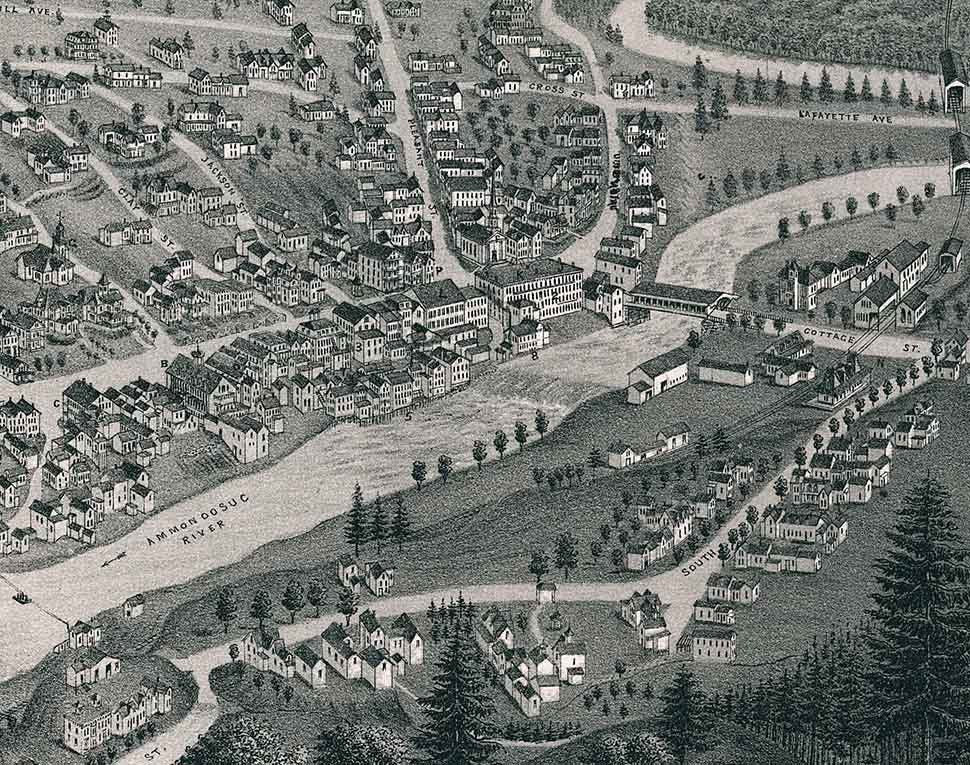 1883 Panoramic Map of Littleton Grafton County New Hampshire
