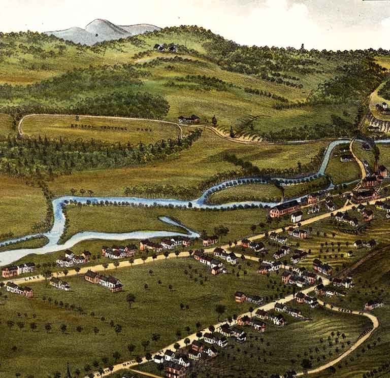 1884 Panoramic Map of Bristol Grafton County New Hampshire