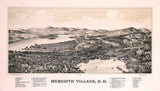 1889 Panoramic Map of Meredith Village New Hampshire