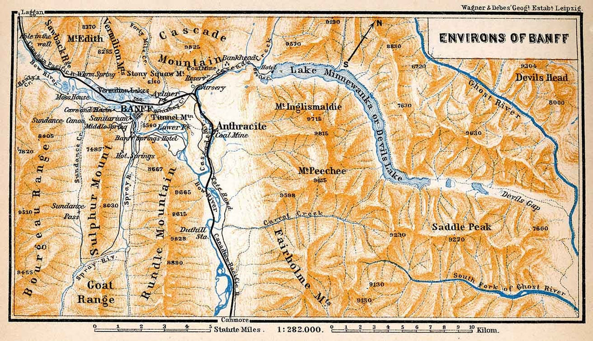 1907 Map of Banff Environs Canada
