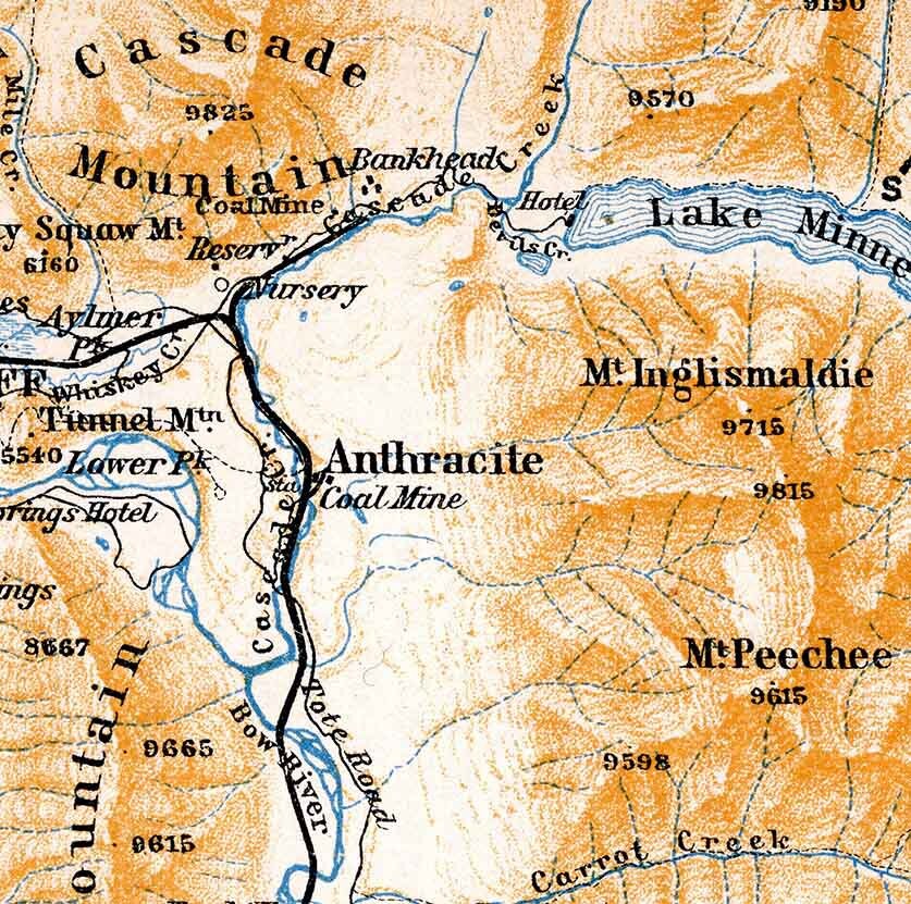 1907 Map of Banff Environs Canada