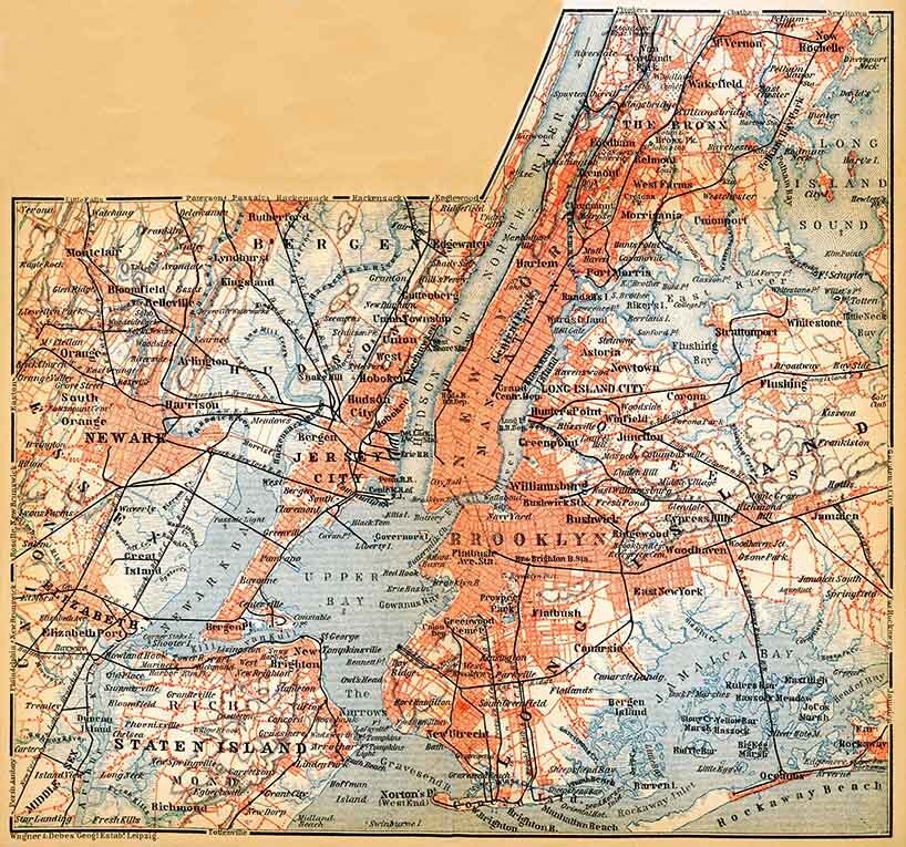 1907 Map of Brooklyn New York Manhattan Staten Island Newark