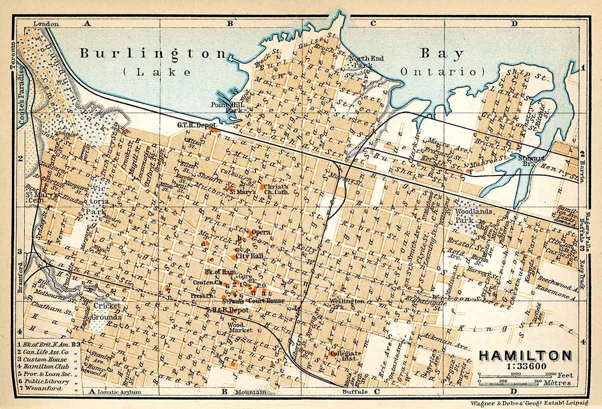 1907 Map of Hamilton Canada