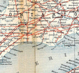 1907 Map of Lake Erie and Ontario Canada Pennsylvania