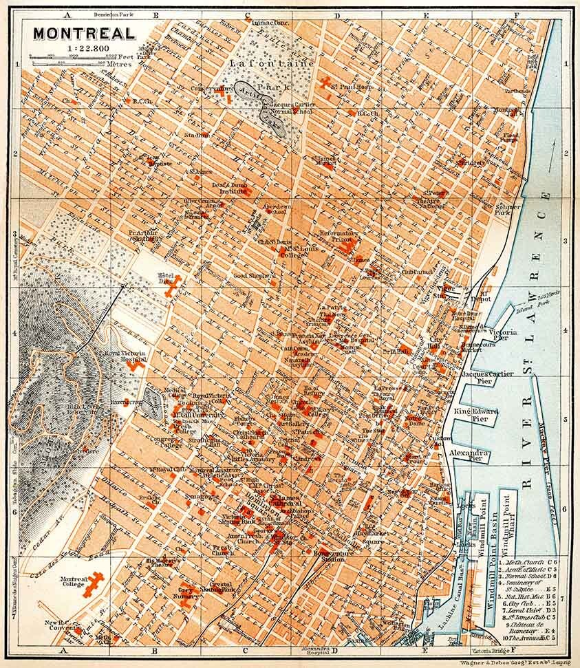 1907 Map of Montreal Canada