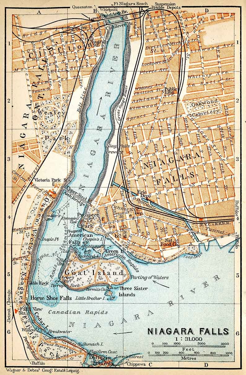 1907 Map of Niagara Falls Canada