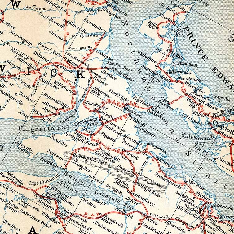 1907 Map of Nova Scotia Prince Edward Island & New Brunswick Canada