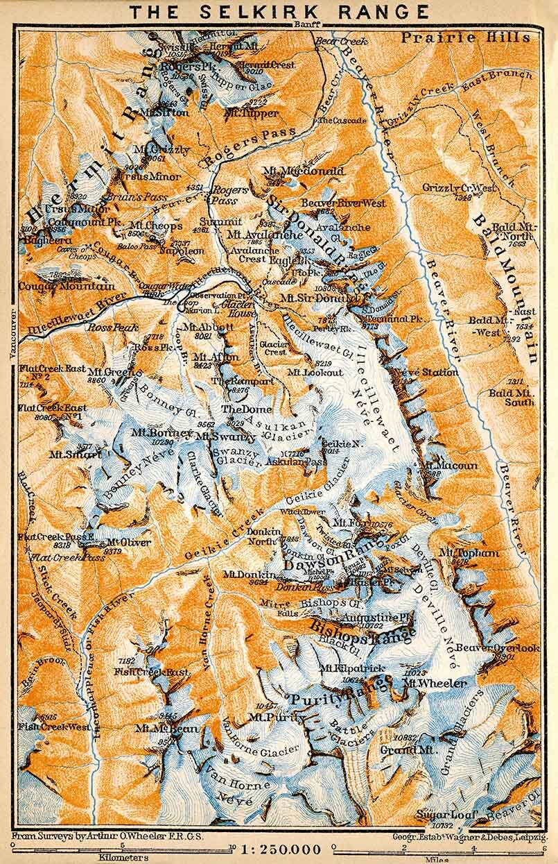 1907 Map of Selkirk Range Canada