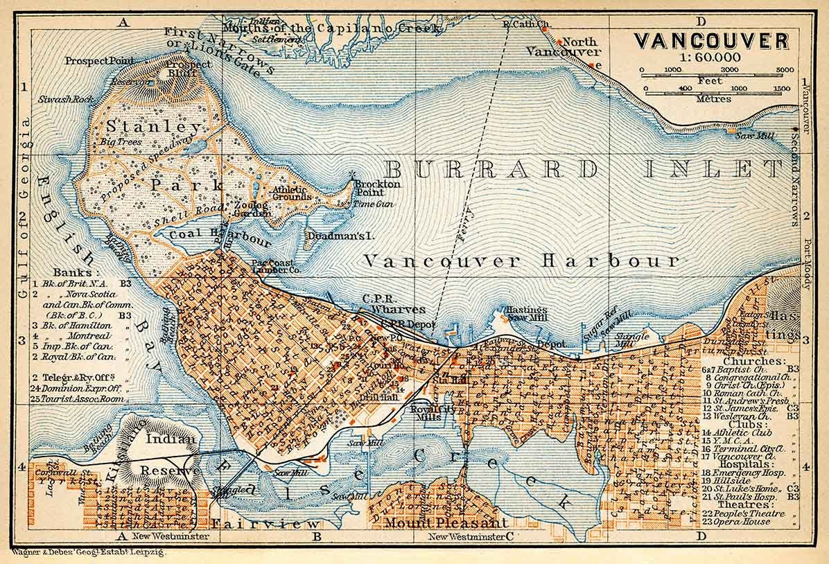 1907 Map of Vancouver Canada