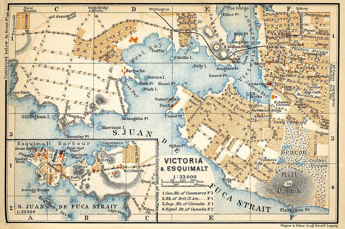 1907 Map of Victoria & Esquimalt Canada