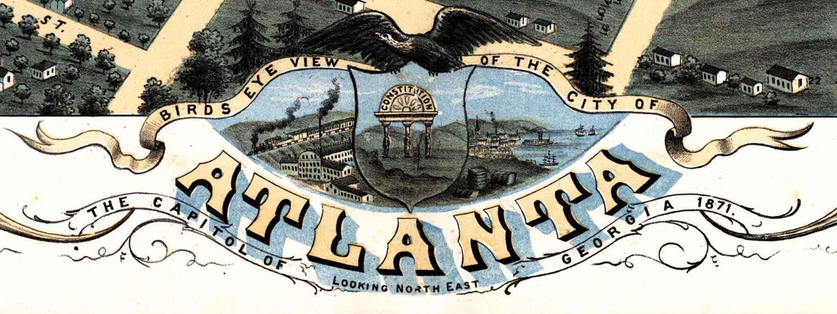 1871 Panoramic Map of Atlanta Georgia