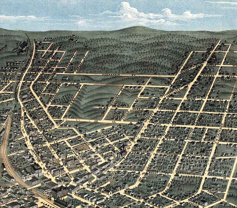 1871 Panoramic Map of Atlanta Georgia