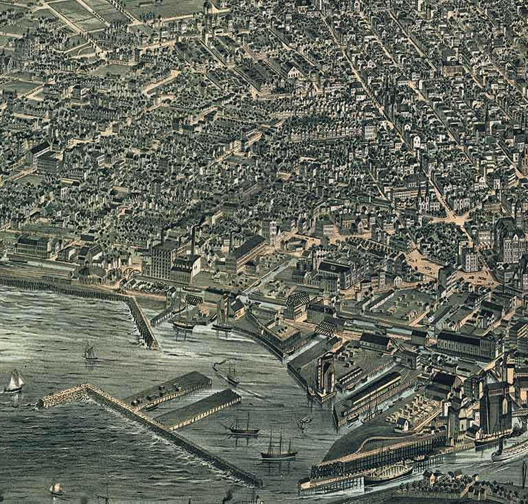 1880 Panoramic Map of Buffalo New York